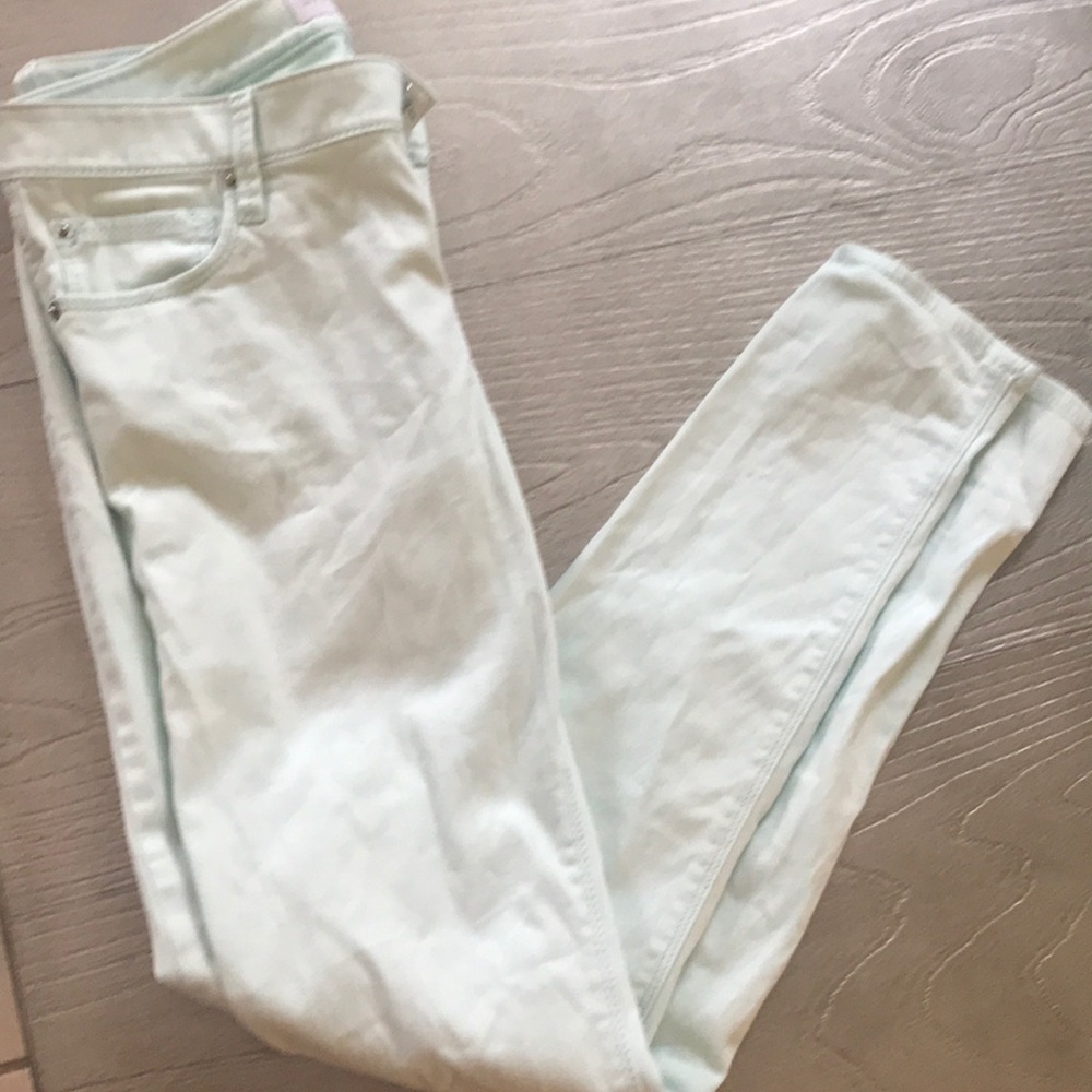 Pastel mint skinny jeans